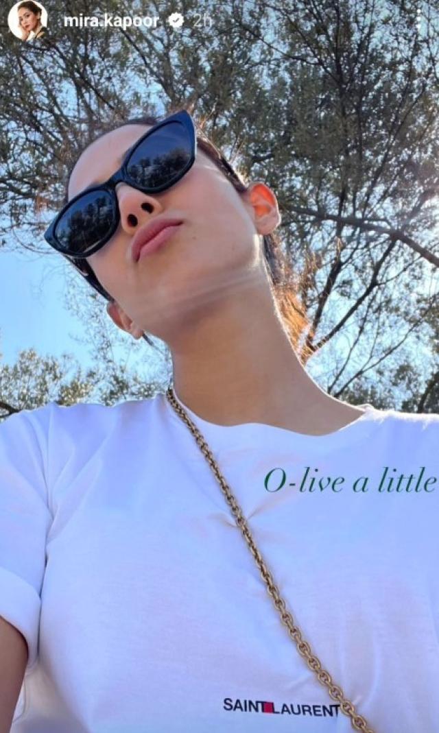 Mira Kapoor delighted her followers with cheeky selfies, accompanied by the clever word play `Olive a little` adding a playful twist to her summer escapades